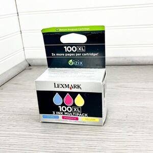 Lexmark 100XL High-Yield Ink Cartridge 3-Pack Cyan Magenta Yellow 14N0684 Sealed